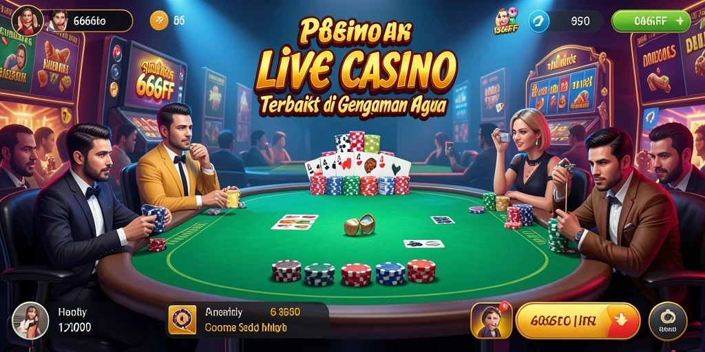 Screenshot gameplay 666FF menampilkan dealer langsung dan suasana kasino yang menarik.