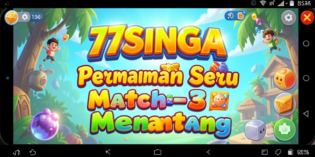 Tampilan gameplay 77SINGA yang seru dan menantang dalam genre Match-3.