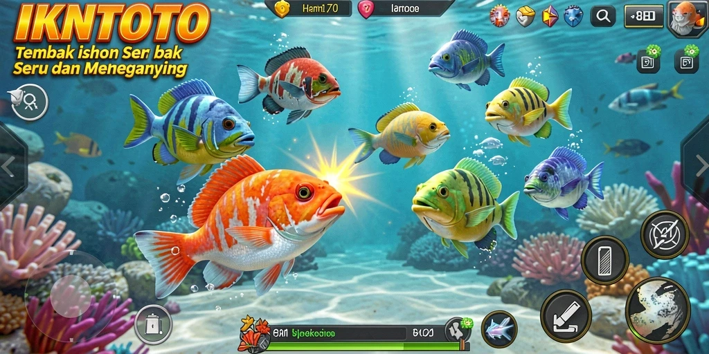 Tangkapan layar menampilkan aksi menembak ikan di IKNTOTO yang penuh warna.