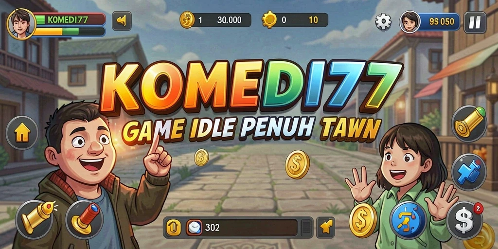 Tampilan gameplay <strong>KOMEDI77</strong> yang menghibur dan penuh warna.