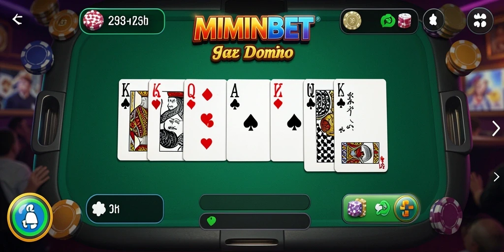 Tampilan gameplay seru dari MIMINBET di atas meja Domino.