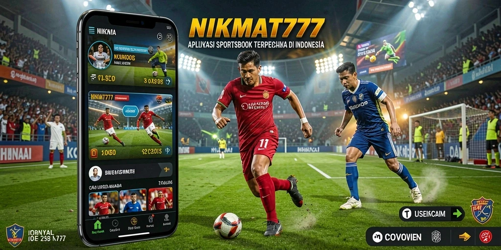 Tampilan menarik aplikasi NIKMAT777 dengan gameplay taruhan olahraga.