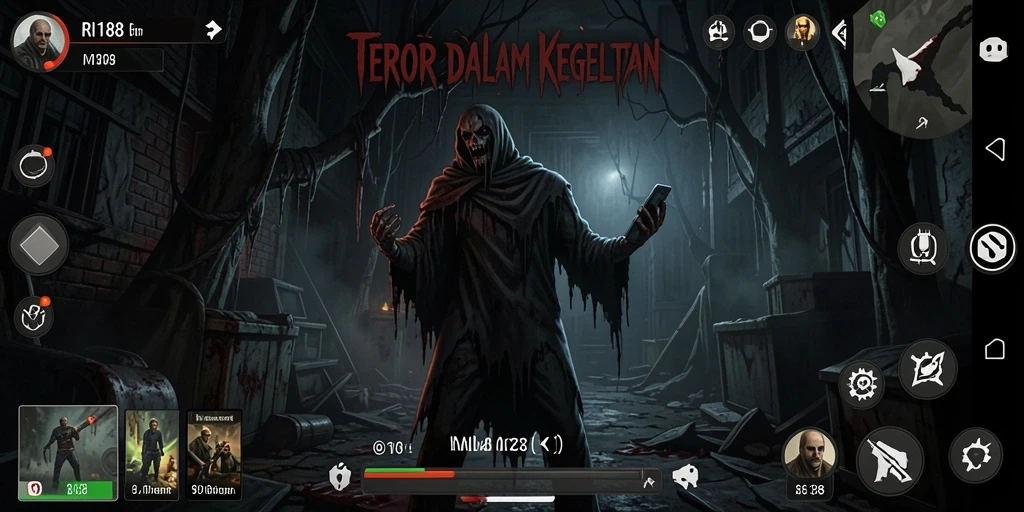 Tampilan gameplay mencekam dari RI188 dengan suasana gelap dan menakutkan.