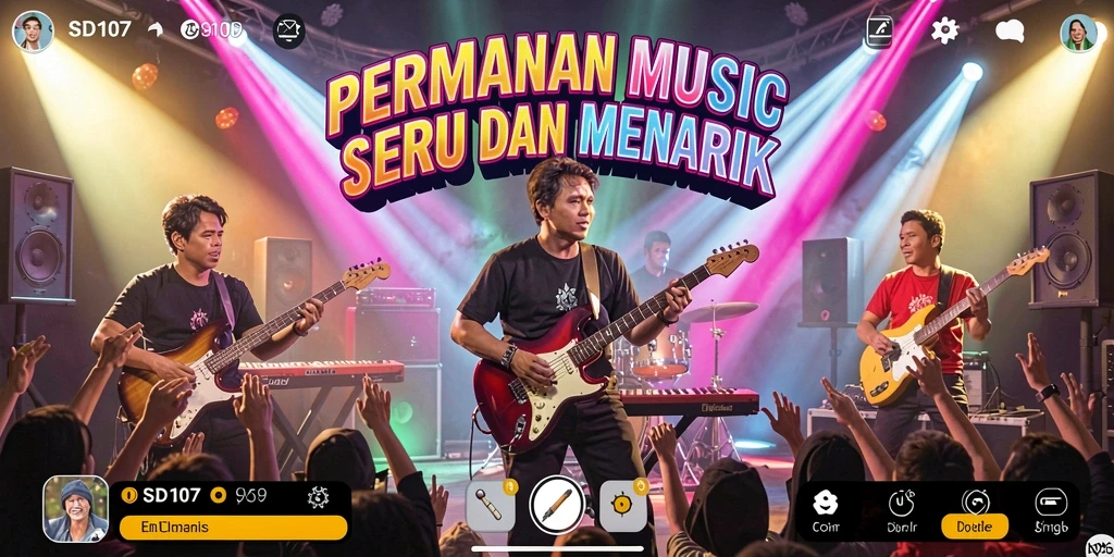 Gameplay SD107 yang menarik dan interaktif dengan alat musik virtual.
