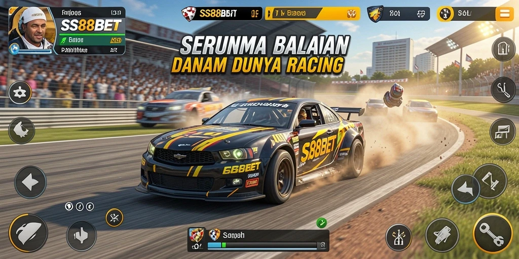 Screenshot SS88BET menampilkan aksi balapan yang mendebarkan.