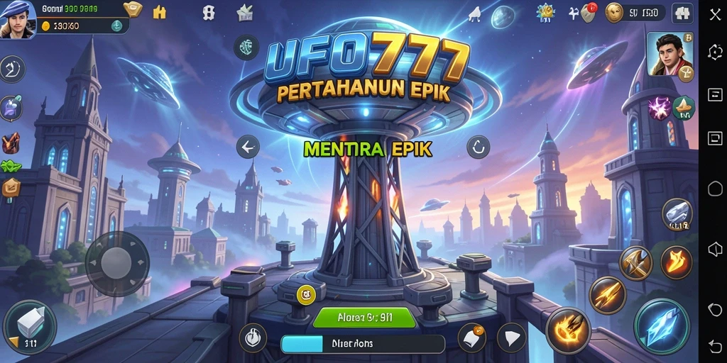 Screenshot menunjukkan aksi seru dalam pertahanan menara melawan invasi alien.