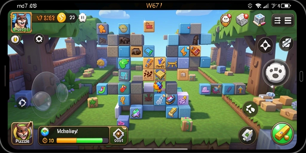 Tampak gameplay puzzle seru dari W67 dengan berbagai tantangan menarik.
