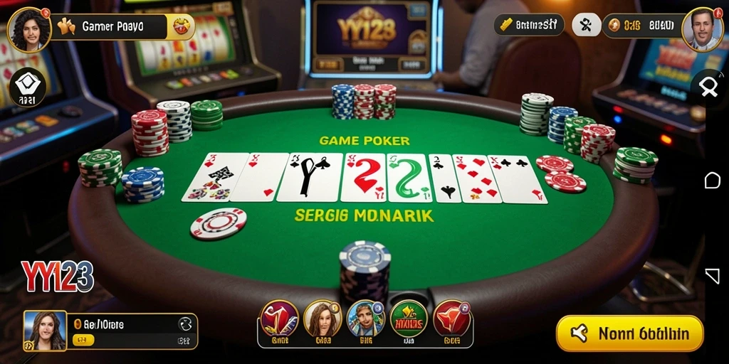 Screenshot YY123 menampilkan gameplay Poker yang seru dan menantang.